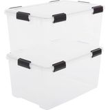 IRIS Airtight Box Opbergbox - 50L - Kunststof - Transparant/Zwart - Set van 2