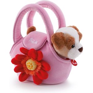 Trudi - Fashion Pets Hond Puppy in Fashion Bag (XS-29728) - Pluche knuffel - Ca. 15 cm (Maat XS) - Geschikt voor jongens en meisjes - Roze/Bruin/Wit