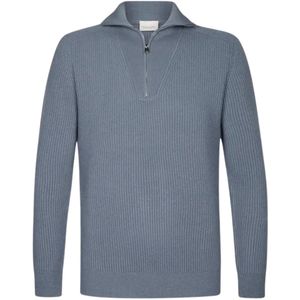 Profuomo - Blauwe Half Zip Pullover - Trui - Heren - Wol