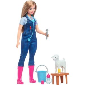 Barbie 65 jaar Veearts set - 28 cm - Met lammetje - Barbiepop