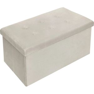 Néos® Opbergpoef - Voetbank - Fluweel - Crème - 76x38x38cm