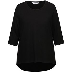 MIAMODA MIAMODA - Dames - Trui A-lijn afgeronde zoom 3/4-mouwen - Zwart - Maat 42+