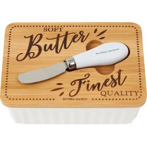 Riviera Maison Botervloot met Deksel - Finest Quality Butter Dish - Wit - Porselein