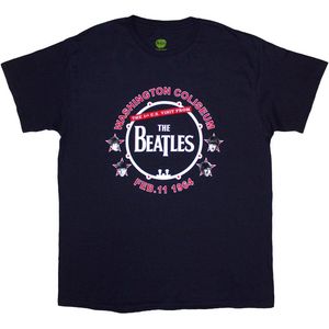 The Beatles - Washington '64 Drum Heren T-shirt - S - Donkerblauw