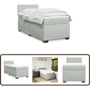 vidaXL Boxspring met matras fluweel lichtgrijs 80x200 cm