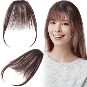 Allecto plus - Clip-In Human Hair Extensions voor Pony - Donkerbruin - Wasbaar en Kleurecht