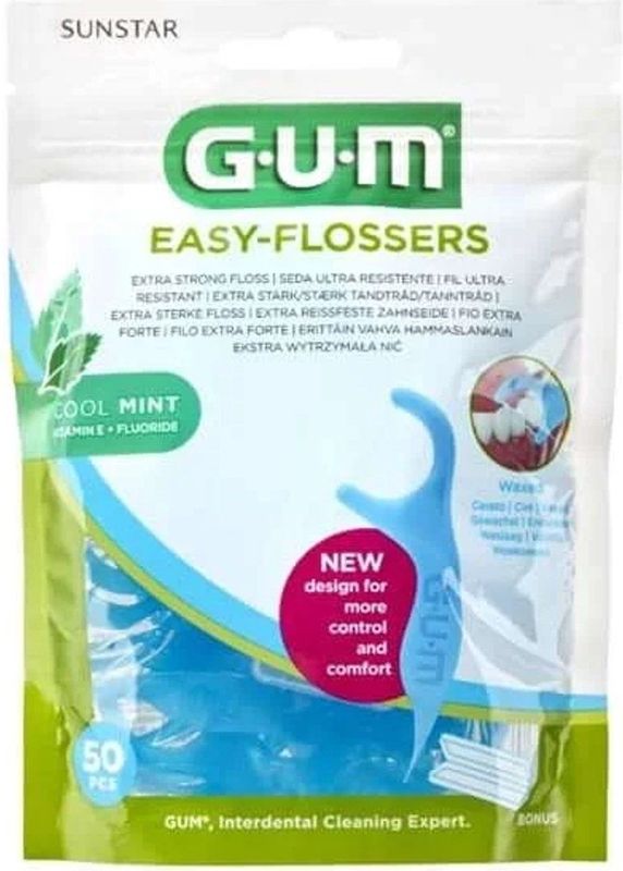 GUM - Easy-Flossers - 50 Stuks - Tandflossers - Met Vitamine E en Fluoride