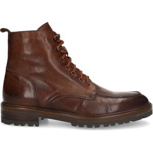 Manfield - Heren - Bruine leren veterboots - Maat 40