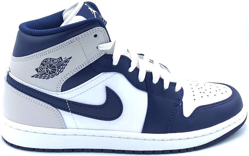 Jordan - Aj1 Mid - Heren Schoenen - Wit - Leer, Synthetisch