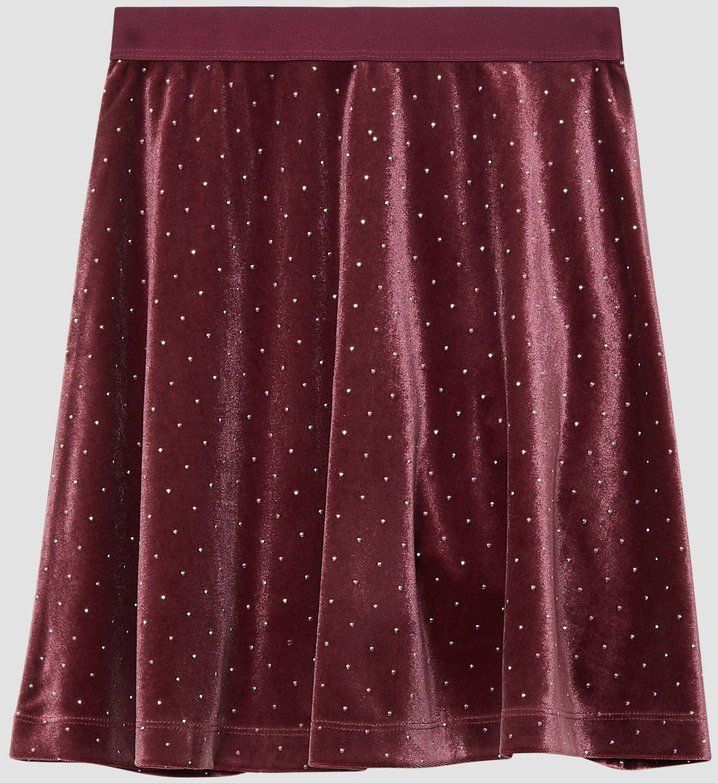 s.Oliver - Korte Fluwelen Rok - Met Stras - Plooirok