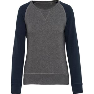 Sweatshirt Dames M Kariban Ronde hals Lange mouw Grey Heather / Navy 80% Katoen, 20% Polyester