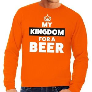 Oranje My Kingdom for a beer sweater - Trui voor heren - Koningsdag kleding S