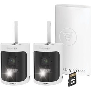 Swann AllSecure4K draadloos beveiligingssysteem met 2 camera's - Beveiligingscamera's - 4K Ultra HD resolutie - 2 Uitwisselbare Batterijen - Nachtzicht in kleur - Tweeweg Audio - Geen Abonnementskosten