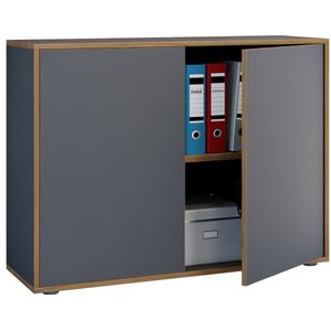 VCM Holz Büroschrank Ordner Aktenschrank Büromöbel Schrank Salia 2-fach Breite 100 cm Drehtüren