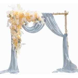 Bruiloftsgordijn uit de vrije hand decoratie voor huwelijksboog & huwelijksboog hemelbedgordijnen voor raamdecoratie gemaakt van chiffon stof 600 x 70 cm (rookblauw)