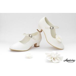 Bruidsmeisjes schoenen maat 31 met hakje prinsessenschoen-glitter-ivoor verkleedschoenen