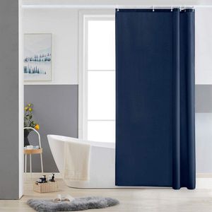 douchegordijn voor hoekdouche en kleine badkuip, badgordijn textiel van polyester, schimmelbestendig, waterafstotend en wasbaar, donkerblauw, 80 x 180 cm, met 6 douchegordijnringen