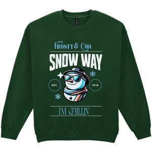 Unisex Trui - Snow Way - Kleur groen - Maat L - Perfect voor iedereen die met een coole knipoog de winter wil omarmen!