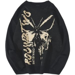 Oversized Gebreide Trui met Vlinder Design - Y2K Grunge Style voor Punk, Goth en Indie Fashion