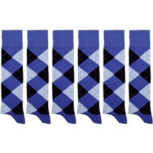 Kniekousen voor dames | Gekamd katoen | Kleur: Blauw | Maat: 35-38 / 39-42 | 6 paar