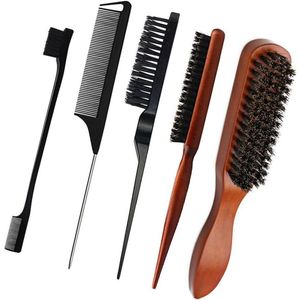 Zeynomax - Varkenshaar Smoothing Hair Brush Set voor Dik & Krullend Haar - Styling en Ontwarren - Baard & Haarverzorging