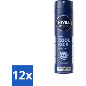 NIVEA Men Deodorant Spray Cool Kick 150 ml - Voordeelverpakking - 12 stuks