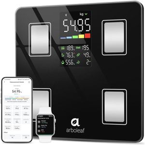 Digitale Personenweegschaal met App - BMI, Vet- en Spiermassa Metingen, Bluetooth, Tot 180 kg