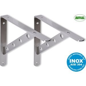 AMIG Plankdragers - Geborsteld RVS - 300x240mm / 4mm - Zware Constructie 2x716g voor Zware Lasten 2x260KG