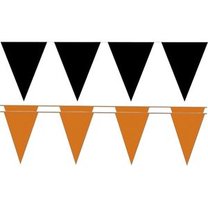 Folat - Feestvlaggetjes pakket - zwart/oranje - 60m - Halloween kleur