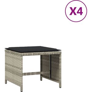 vidaXL-Tuinkrukken-4-st-met-kussens-41x41x36-cm-poly-rattan-lichtgrijs