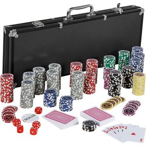 Poker - Pokerset - Poker set - Poker chips - Poker fiches - Poker kaarten - Poker koffer - Pokerkaarten - Inclusief koffer - 500 chips - 57.5 x 21 x 6.5 cm - Zwart