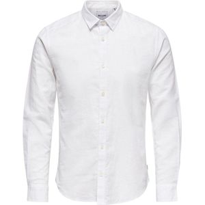 Only & Sons Overhemd Onscaiden Ls Solid Linen Shirt Noos 22012321 White Mannen Maat - XS