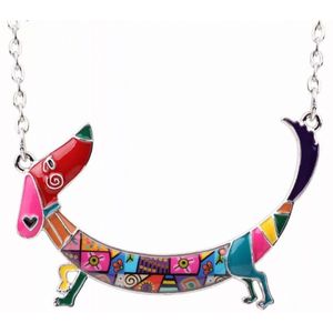 Ketting- Teckel- Rood- Emaille - Charme Bijoux