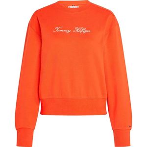 Tommy Hilfiger - Script Logo - Pullover - Brillant Orange - Sweatstof