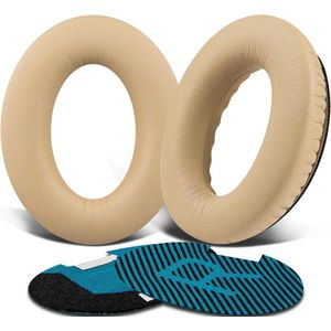 Oorkussens van proteïneleer Geschikt voor Bose-hoofdtelefoons, vervangende oorkussens Geschikt voor Bose QuietComfort 15 QC15 QC25 QC2 QC35/Ae2 Ae2i Ae2w/SoundTrue en SoundLink Over-Ear-serie - Beige