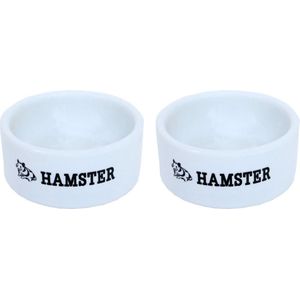 Stenen hamster eetbak - Wit per 2 stuks