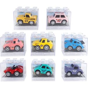 2-play Die-Cast Pull Back Auto in Transparant Doosje, 6cm