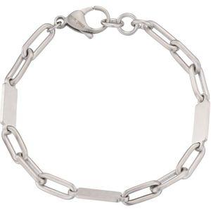 Traveller Armband - Heren - Edelstaal - Zilverkleurig - Mat - Schakels - 22cm - 181243