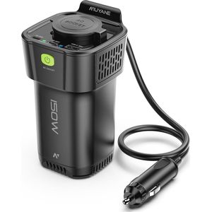 150W Auto Omvormer DC 12V naar 230V AC met 2 USB-C en 1 USB-A Aansluitingen