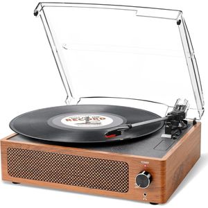 DD® Platenspeler met Speakers - Ingebouwde Speakers - Retro - 37x34x16cm - Retro Geel