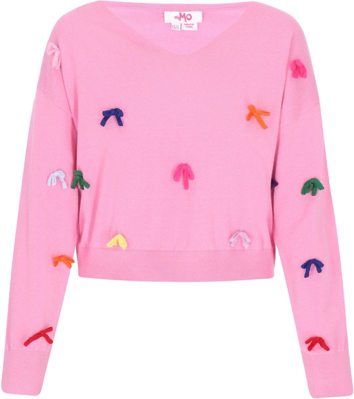 myMo - Comfy - Gebreide Trui - Veelkleurig - Losse Pasvorm - V-hals