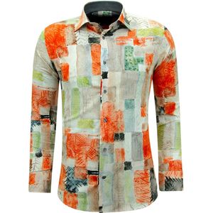 Heren Overhemden met Kleurrijke Prints - 3146 - Bruin