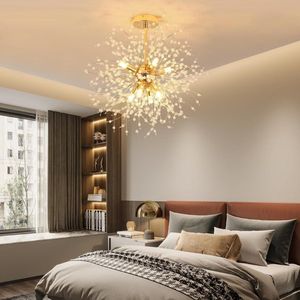 Kristallen Kroonluchter - Goud Kristal Moderne Kroonluchter 8 *G9 Led Plafond Licht Vorm van Vuurwerk, Verchroomde Hanglamp voor Slaapkamer, Woonkamer, Gang (exclusief lampen)