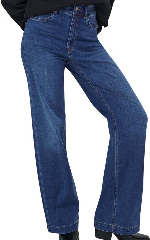 ONLY high waist wide leg jeans dark blue denim