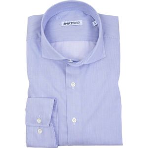 SHIRTBIRD | Buzzard | Overhemd | Blauw/Wit gestreept | STRIJKVRIJ | 100% Katoen | Parelmoer Knopen | Premium Shirts | Maat 40