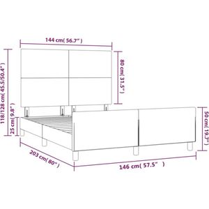 vidaXL - Bedframe - met - hoofdbord - stof - donkergrijs - 140x200 - cm