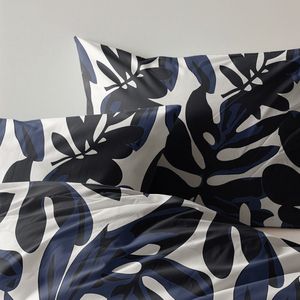 Zydante - Dekbedovertrek Painted Leafs - Blauw - Tweepersoons 200x200 cm - Microvezel