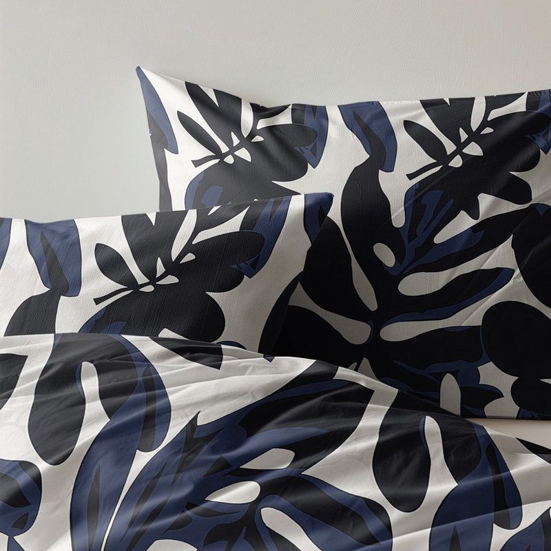 Zydante - Dekbedovertrek Painted Leafs - Blauw - Tweepersoons 200x200 cm - Microvezel