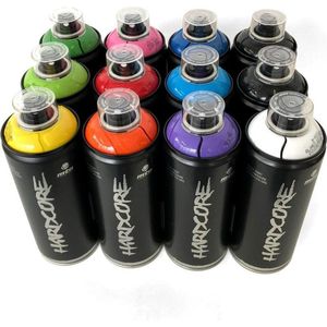 MTN spuitbussen pakket - 12 kleuren hoge druk en glossy afwerking spuitverf - Geschikt voor vele doeleinden, zoals klussen, graffiti, hobby en kunst