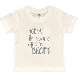 Shirt Aankondiging zwangerschap Ik word grote broer | korte mouw | grijs | maat 110/116 zwangerschap aankondiging bekendmaking Baby big bro brother